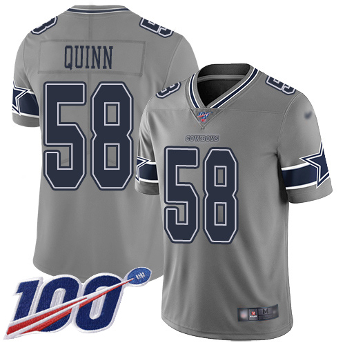 Men Dallas Cowboys Limited Gray Robert Quinn 58 100th Season Inverted Legend NFL Jersey
